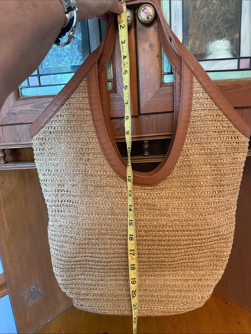 Banana Republic Factory Straw Hobo Tote Bag Woven Summer Beach Carryall tan